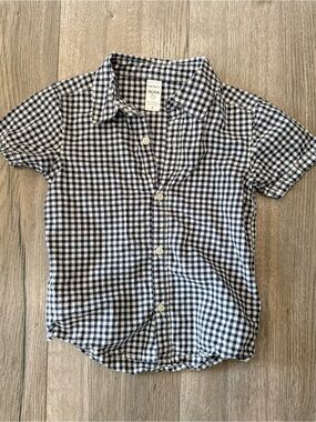 Carter's Navy & White Gingham Short Sleeve Button-Down Shirt